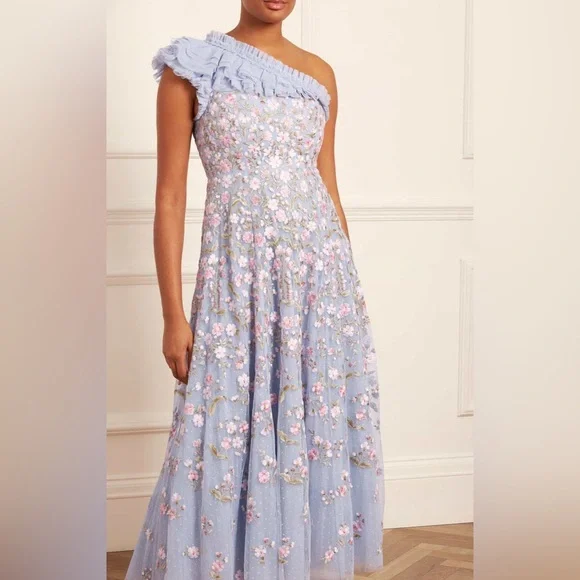 Posy Pirouette One-Shoulder Ankle Gown Needle Thread